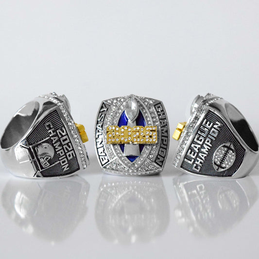 Fantasy 2026 GRIDIRON League Champion - CUSTOM NAME (2 Custom Sides)- FoxRings Exclusive - FFL Football Championship Ring
