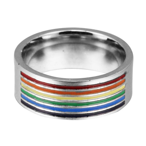 LGBTQ Pride Ring (Stainless Steel) Rainbow Ring - Fox - Rings