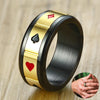 Matte Black (Stainless Steel) Poker Gambling Ring (With Suit Spinner) - Fox - Rings