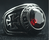 Motorcycle Club Biker Ring (Red Ruby) 316L Stainless Steel (Sizes 7 - 15) - Fox - Rings