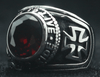 Motorcycle Club Biker Ring (Red Ruby) 316L Stainless Steel (Sizes 7 - 15) - Fox - Rings