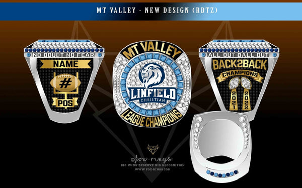 Mountain Valley League (2022) Back 2 Back Championship Ring - Fox - Rings