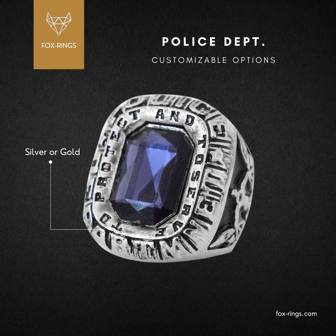 Police Department (CUSTOM NAME) Ring - To Protect and To Serve - Fox - Rings