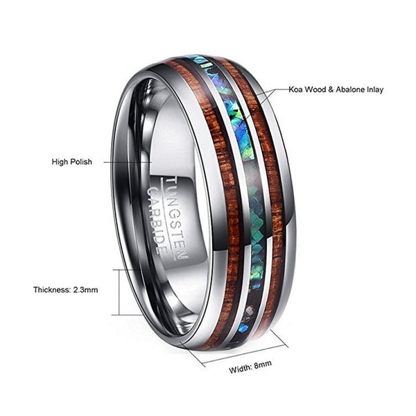 Polished Tungsten Carbide Men's (8MM Band) Wedding Ring - Fox - Rings