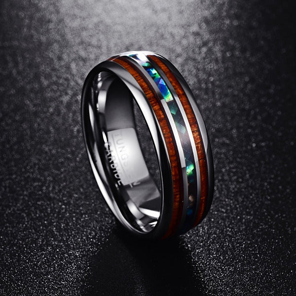 Polished Tungsten Carbide Men's (8MM Band) Wedding Ring - Fox - Rings