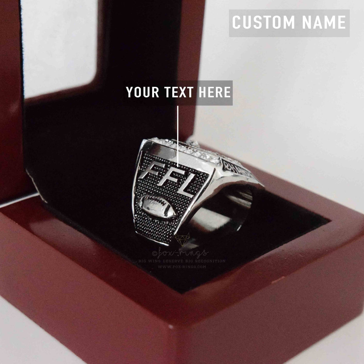 PREMIUM FFL - Fantasy Football League (2023) - CUSTOM NAME Championship Ring - Fox - Rings