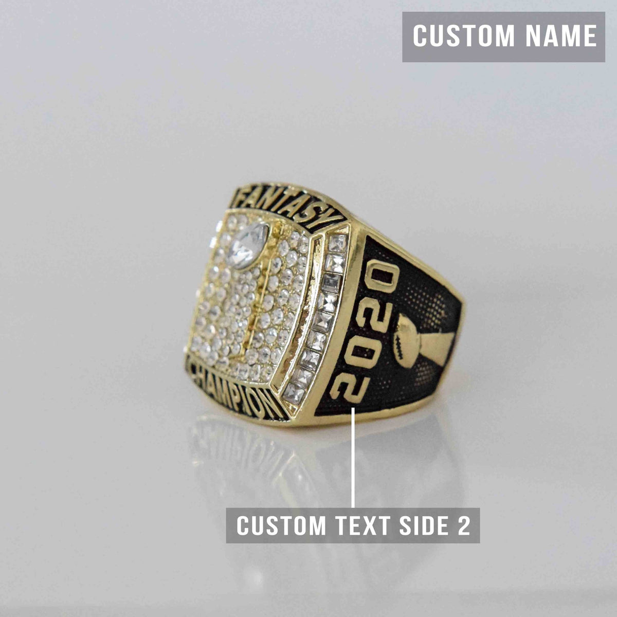 PREMIUM FFL - Fantasy Football League - CUSTOM NAME (2 Custom Sides) Championship Ring - Fox - Rings