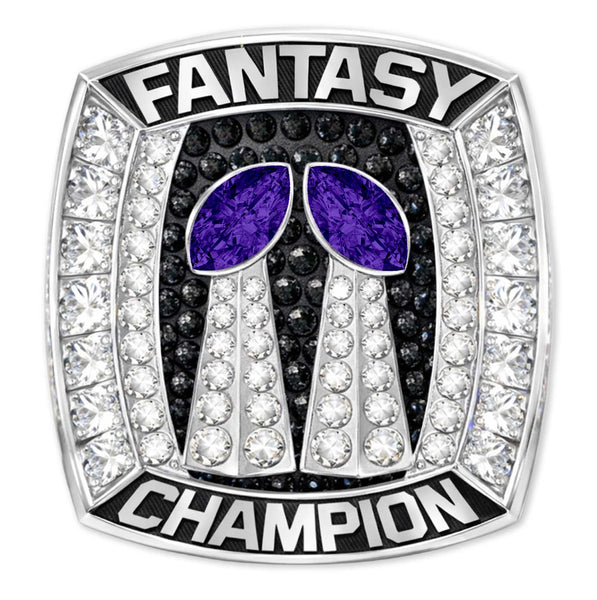 2 Time Fantasy League Champion CUSTOM NAME (2 Custom Sides and Football Diamond)- FoxRings Exclusive - Back to Back FFL Football Championship Ring