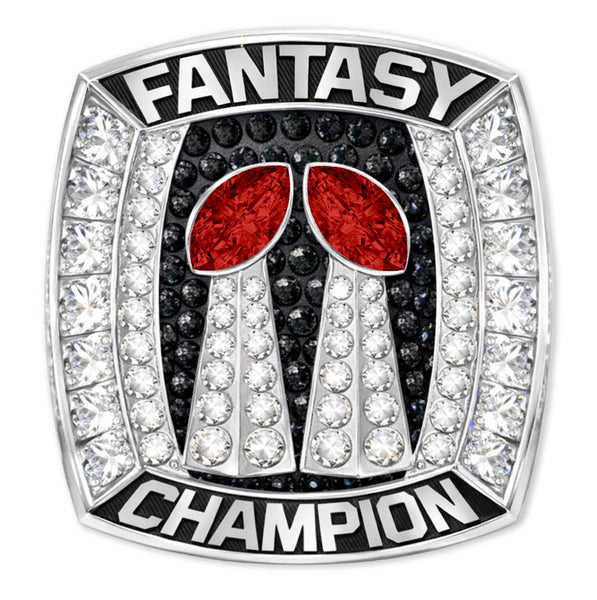 2 Time Fantasy League Champion CUSTOM NAME (2 Custom Sides and Football Diamond)- FoxRings Exclusive - Back to Back FFL Football Championship Ring