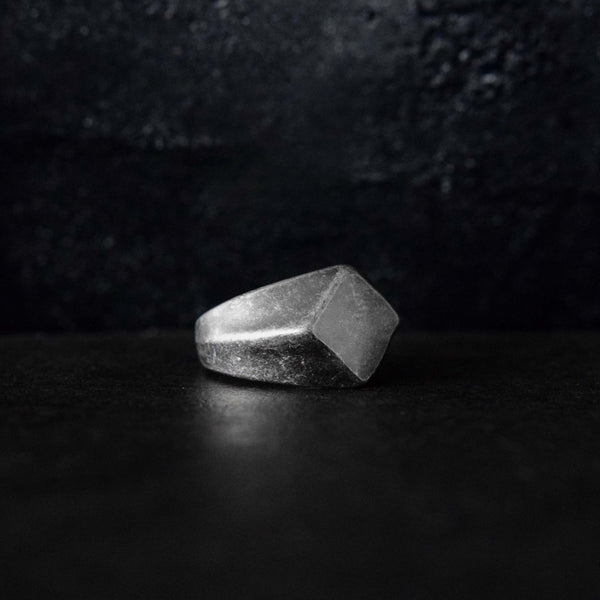 Rhombus Signet Silver Stainless Steel ring - Motorcycle Club Biker Ring - Fox - Rings