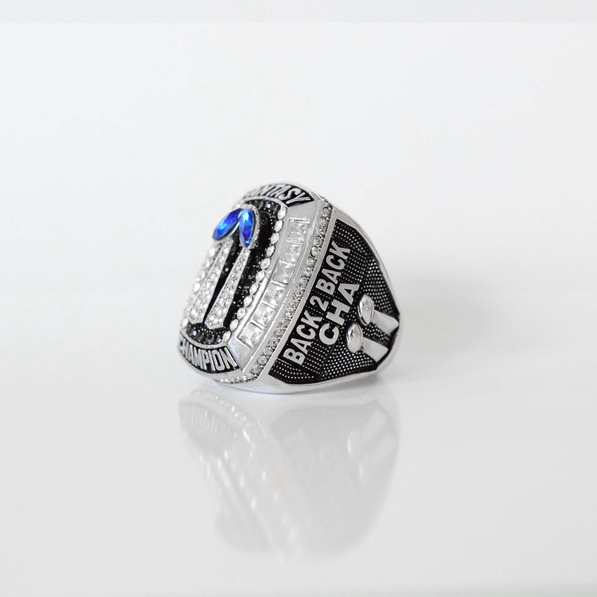 2 Time Fantasy League Champion CUSTOM NAME (2 Custom Sides and Football Diamond)- FoxRings Exclusive - Back to Back FFL Football Championship Ring