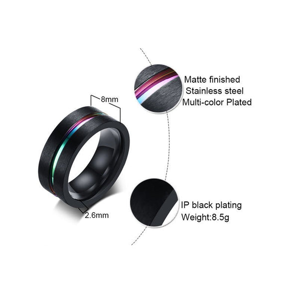 Titanium (Matte Black) 8MM Wedding Ring Band - Fox - Rings