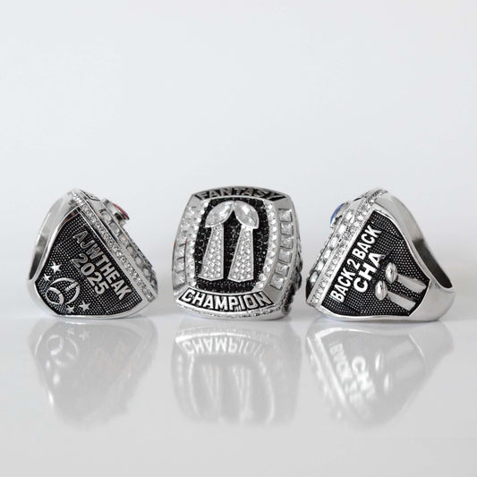 2 Time Fantasy League Champion CUSTOM NAME (2 Custom Sides) - FoxRings Exclusive - Back to Back FFL Football Championship Ring