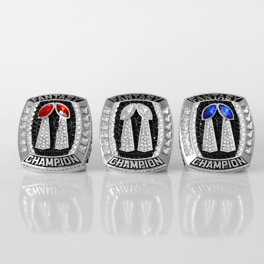 2 Time Fantasy League Champion CUSTOM NAME (2 Custom Sides and Football Diamond)- FoxRings Exclusive - Back to Back FFL Football Championship Ring