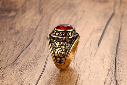 United States Marines - Red Stone (Stainless Steel) Military Ring - Fox - Rings