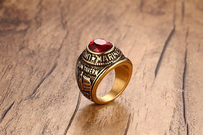 United States Marines - Red Stone (Stainless Steel) Military Ring - Fox - Rings