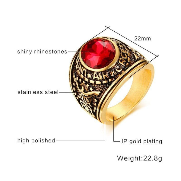 US Navy - Air Force - Army Academy (Stainless Steel) Military Officer's Ring - Fox - Rings