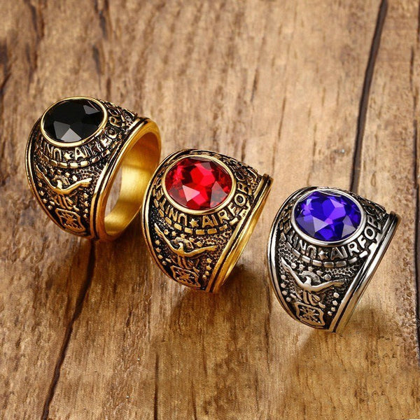 US Navy - Air Force - Army Academy (Stainless Steel) Military Officer's Ring - Fox - Rings