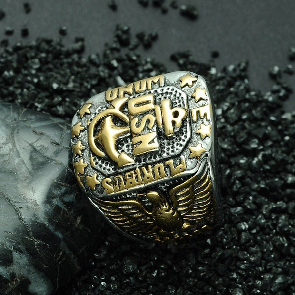 US Navy - Stainless Steel (Titanium) United States Naval Anchor Ring - Fox - Rings