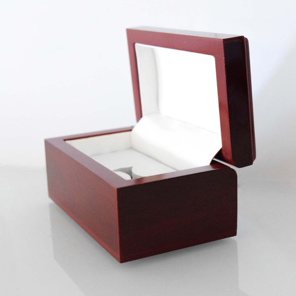 Wooden L Shaped Championship Ring Display Box (1 Slot Box) - Fox - Rings