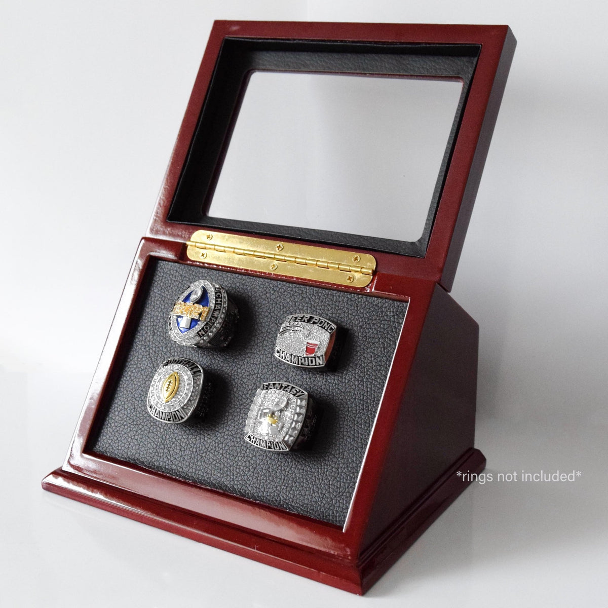 Wooden Standing Display Box - Championship Ring Collector's Display Case - Fox - Rings
