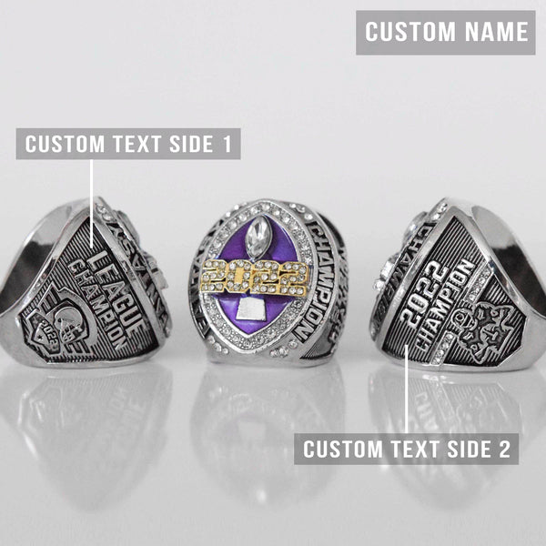 FFL FANTASY Football Champion 2022 (FoxRings Exclusive) CUSTOM NAME (Colored Top) Championship Ring (2 Custom Sides)