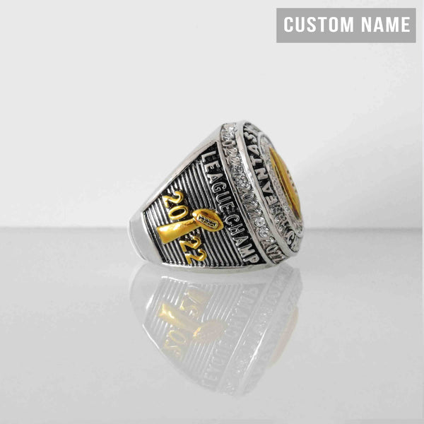 Fantasy Football League (2022) - CUSTOM NAME Championship Ring (Golden Football)