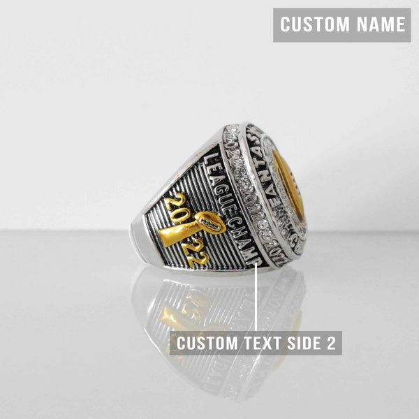Fantasy Football League (2022) - CUSTOM NAME (Golden Football) Championship Ring (2 Custom Sides)