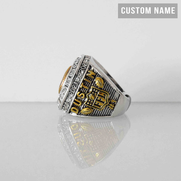 Fantasy Football League (2022) - CUSTOM NAME (Golden Football) Championship Ring (2 Custom Sides)