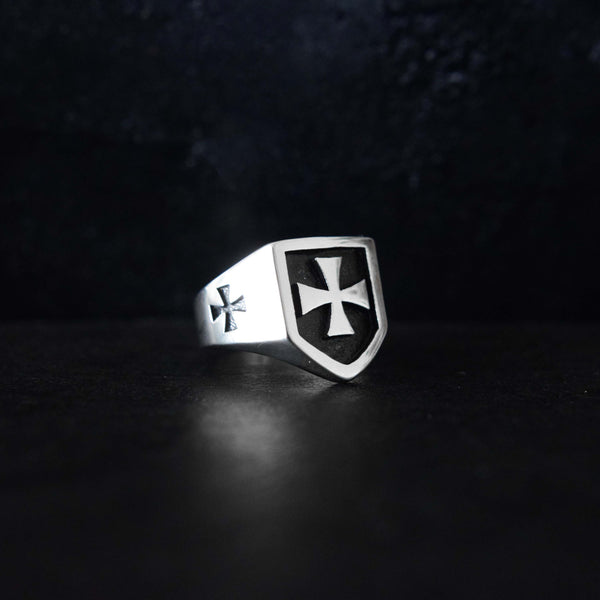 The Heaven Cross Silver Stainless Steel ring - Motorcycle Club Biker Ring