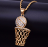 Ball and Hoop - Cubic Zirconia (Stainless Steel) Basketball Necklace