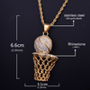 Ball and Hoop - Cubic Zirconia (Stainless Steel) Basketball Necklace