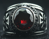 Motorcycle Club Biker Ring (Red Ruby) 316L Stainless Steel (Sizes 7-15)