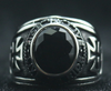 Motorcycle Club Biker Ring (Black Stone) 316L Stainless Steel (Sizes 7-15)