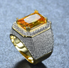 Bishop Ring (Stainless Steel) Orange Zircon Gemstone