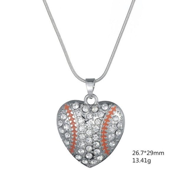 Baseball and Softball CZ Diamond (Cubic Zirconia) Necklace