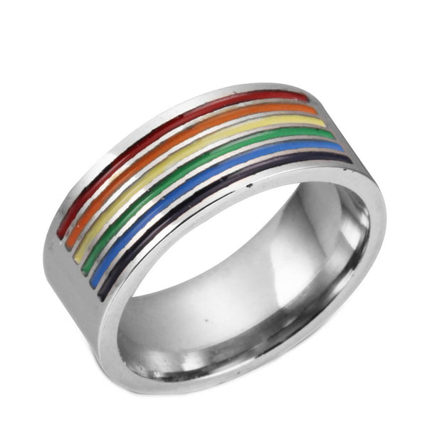 LGBTQ Pride Ring (Stainless Steel) Rainbow Ring