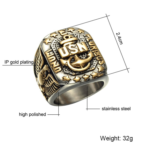 US Navy - Stainless Steel (Titanium) United States Naval Anchor Ring