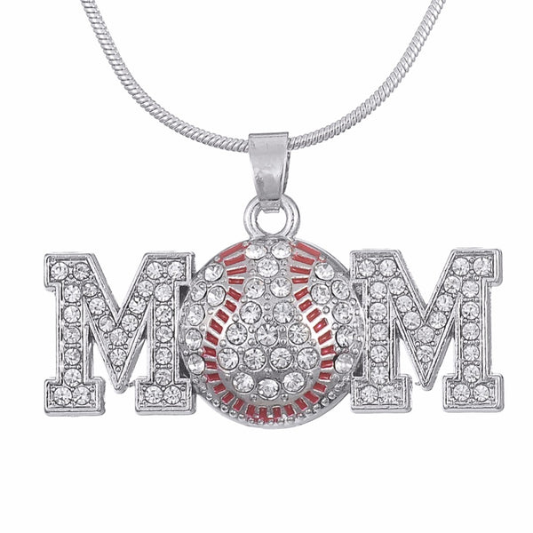Baseball Mom (Cubic Zirconia) Necklace - Perfect Mother's Day Gift