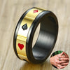 Matte Black (Stainless Steel) Poker Gambling Ring (With Suit Spinner)