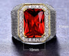 Bishop Ring (Stainless Steel) Red Zircon Gemstone