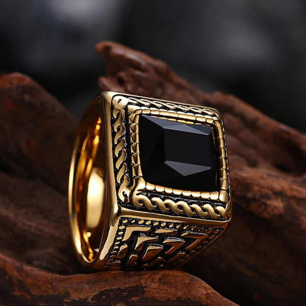 Black Stone  (Stainless Steel) Clergy Ring for Pastor / Priest / Apostle / Minister