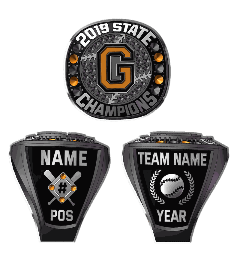 Championship ring layout: face, left shank and right shank showing every customizable area